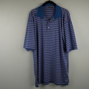 Peter Millar Summer Comfort Mens‎ XL Blue Pink Stripe Polo Golf Shirt